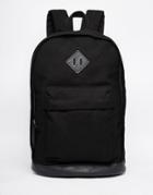 Asos College Backpack In Black Canvas - Black