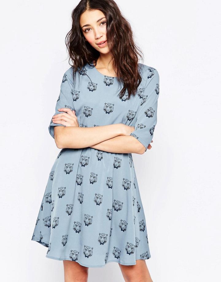 Sugarhill Boutique Smart Tiger Dress - Dusky Blue