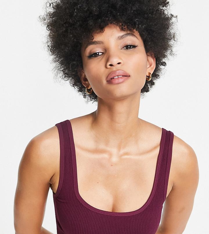 Hoxton Haus Tall Seamless Sports Crop Top In Deep Purple