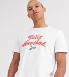 Asos Design Tall Holidays T-shirt With Chest Text-white