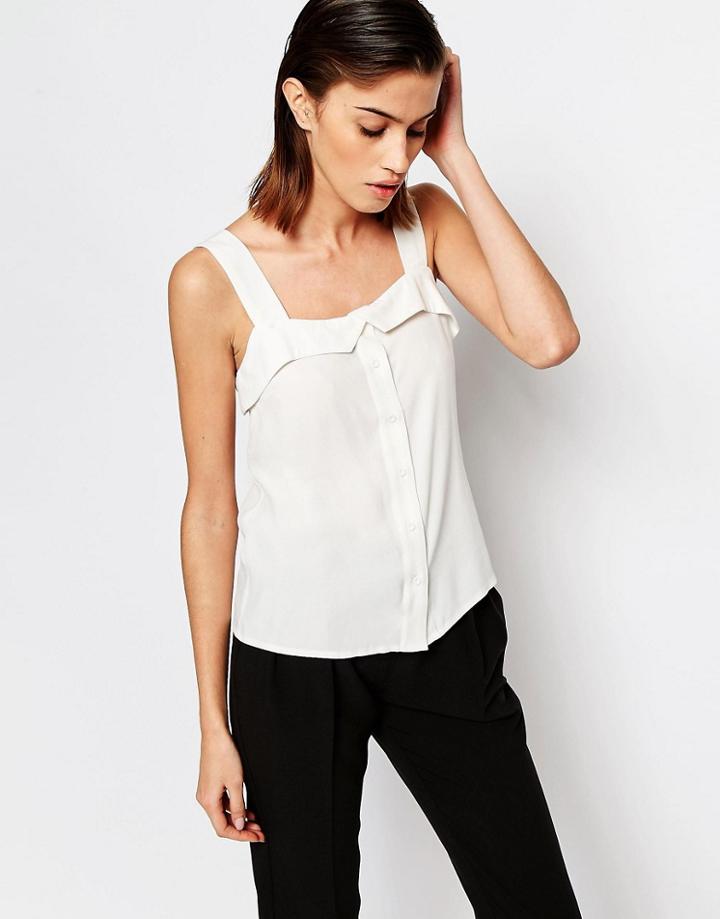 Warehouse Button Through Cami Top - Cream