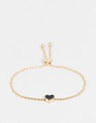 Asos Design Bracelet With Enamel Heart Charm In Gold Tone