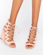 Asos Harlesden Lace Up Wedges - Pink
