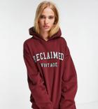 Reclaimed Vintage Inspired Organic Cotton Blend Inclusive Hoodie With Varsity Logo In Burgundy - Part Of A Set