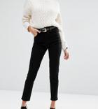 Asos Design Farleigh High Waist Slim Mom Jeans In Clean Black - Black