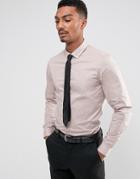 Asos Slim Shirt With Stretch And Button Down Collar In Dusty Pink - Pink