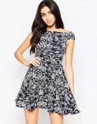 Vesper Posey Bardot Skater Dress - Navy