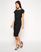 Asos Pencil Dress With Shell Top And Split Front - Black