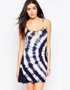 Qed London Cami Dress In Tie Dye - Blue