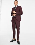 Selected Homme Suit Pant In Slim Fit Burgundy-red