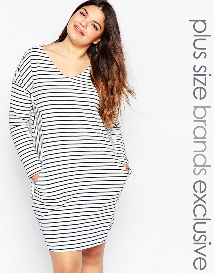 Junarose Long Sleeve Stripe Dress - White