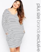 Junarose Long Sleeve Stripe Dress - White