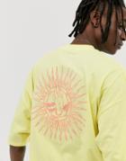 Asos Design Oversized T-shirt With Back Embroidery Placement Detail - Yellow