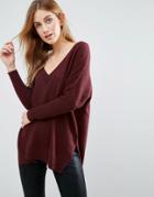 Subtle Luxury Life Essential Double V Cashmere Sweater - Red