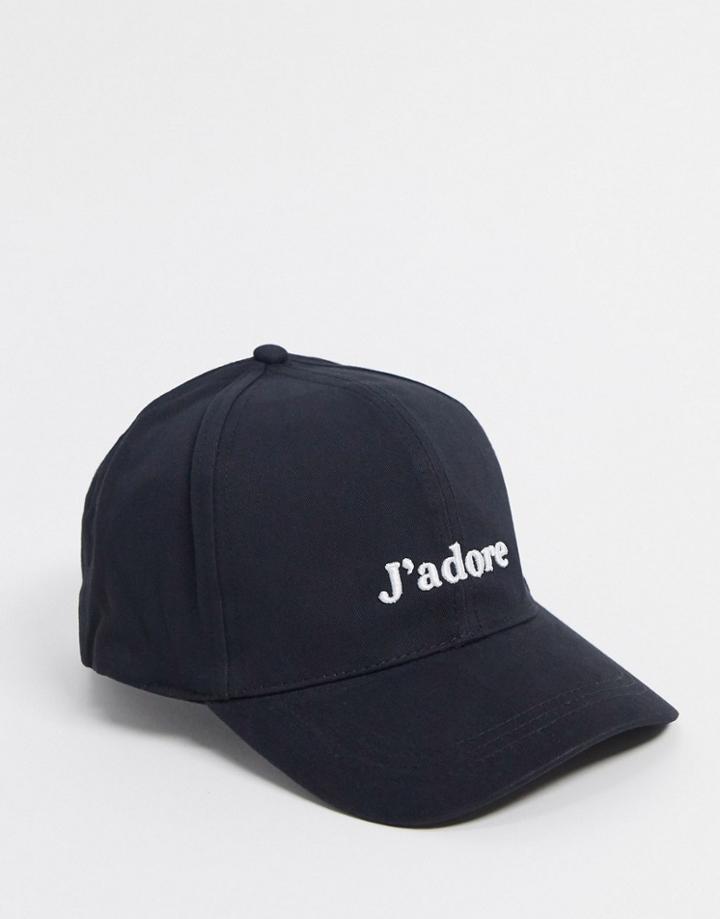 Asos Design Baseball Cap With J'adore Logo In Black
