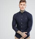 Farah Skinny Fit Button Down Oxford Shirt In Navy - Navy