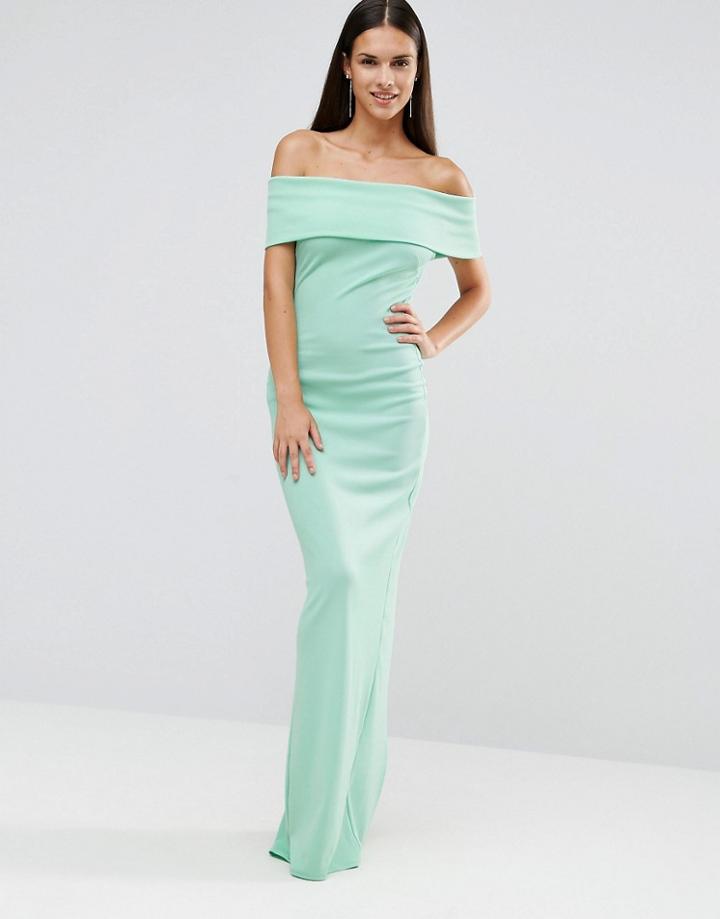 City Goddess Bandeau Maxi Dress With Split Detail - Green