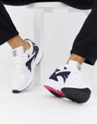 Reebok Pyro Leather Sneakers In White And Navy