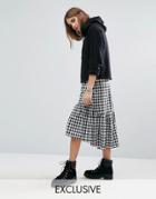 Reclaimed Vintage Drop Hem Skirt In Check - Black