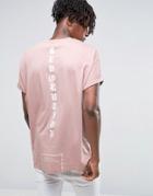 Asos Super Oversized T-shirt With Symbol Front And Back Print - Pink