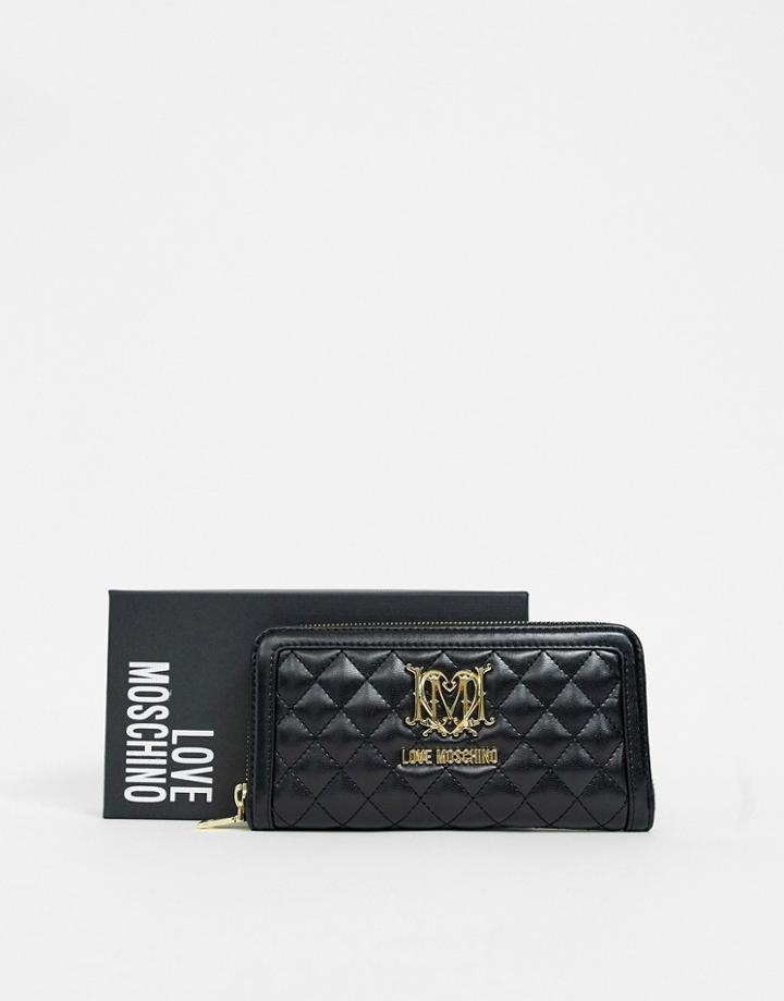 Love Moshino Heart Logo Quilted Ladies' Wallet - Black