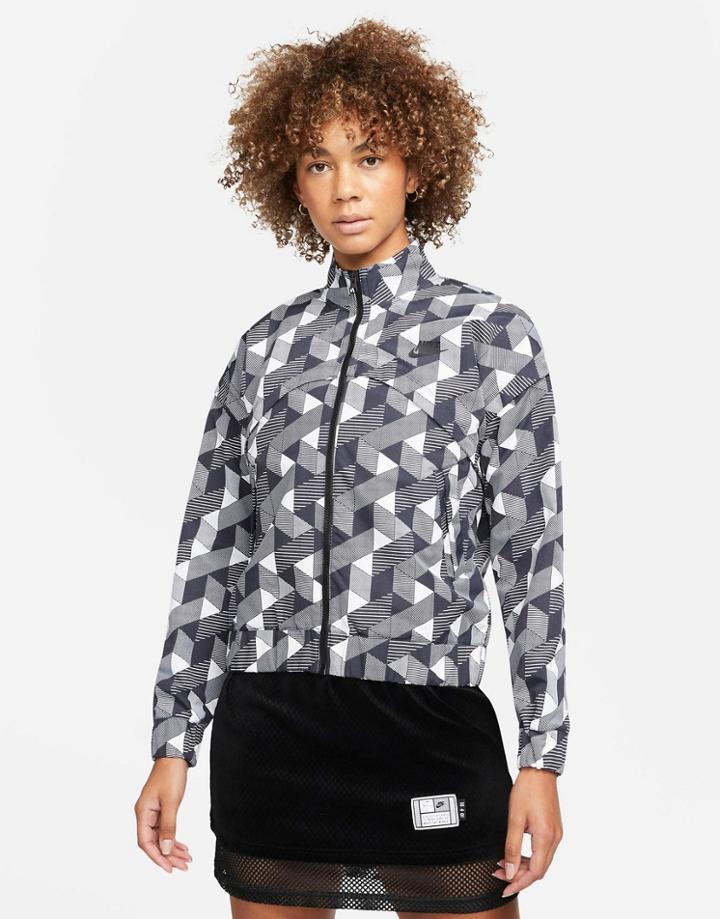 Nike X Serena Design Woven Geo Print Track Jacket In Black