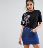 Asos T-shirt With Pretty Embroidery - Black
