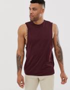Asos Design Organic Relaxed Fit Tank With Dropped Armhole In Burgundy - Red