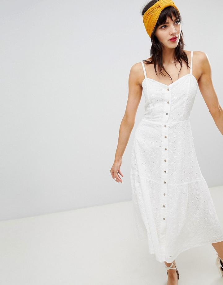 Mango Knot Back Broderie Sundress In White - White