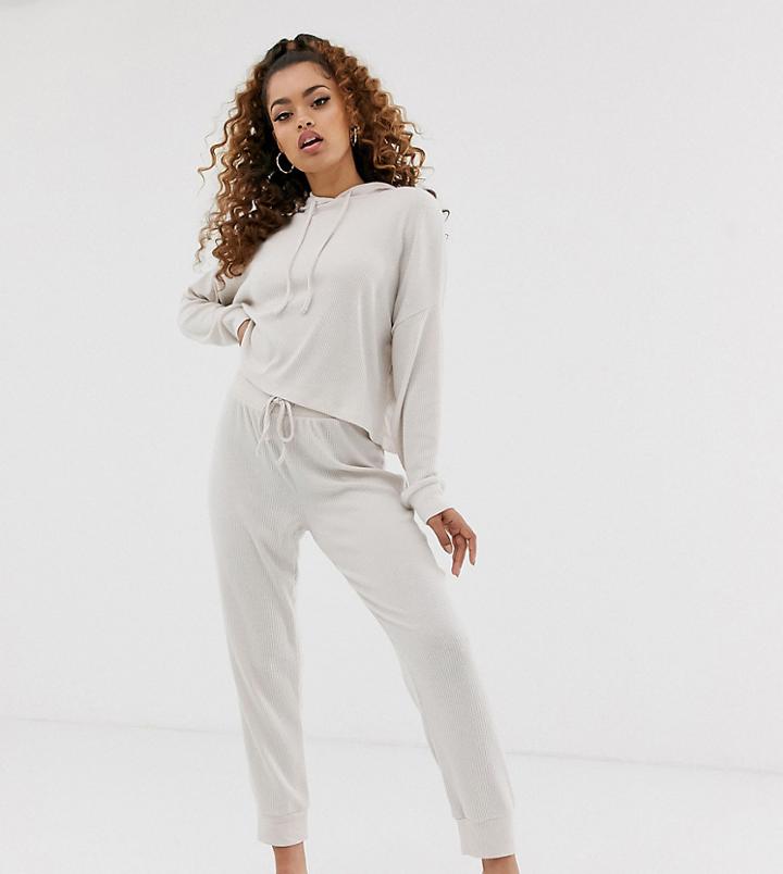 Asos Design Petite Lounge Ribbed Soft Jogger-beige