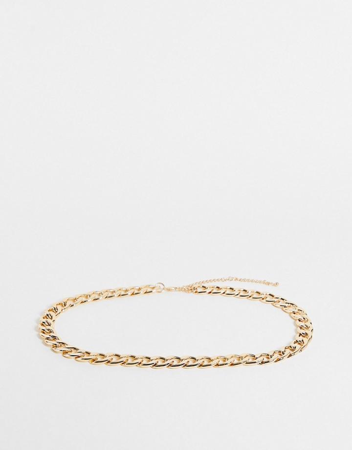 Asos Design Chunky Curb Chain Belt In Gold