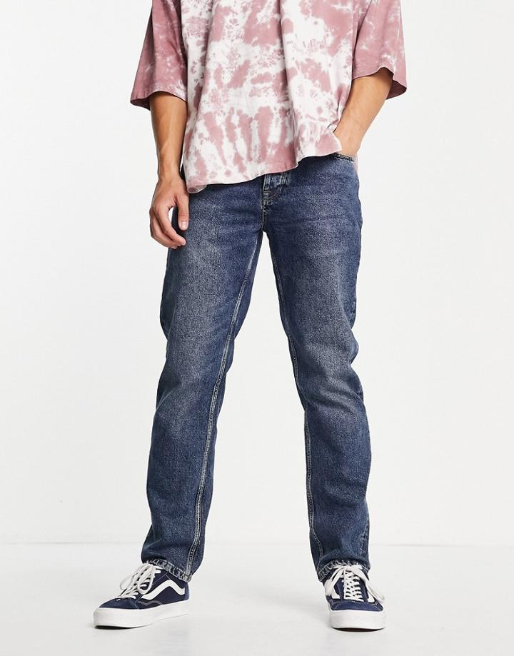 Asos Design Original Fit Jeans In Vintage Dark Wash-blues