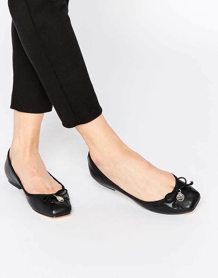 Faith Austin Leather Square Toe Ballet Flats - Black