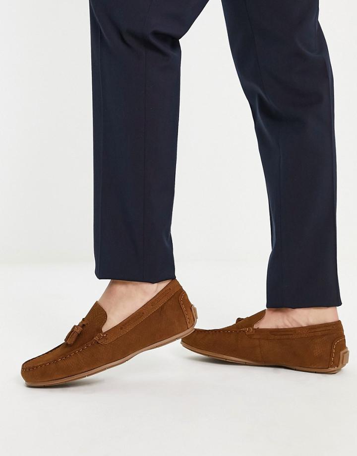 Red Tape Tassel Drivers In Tan Snake-brown