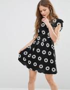 Madam Rage Skater Dress In Flower Print - Black