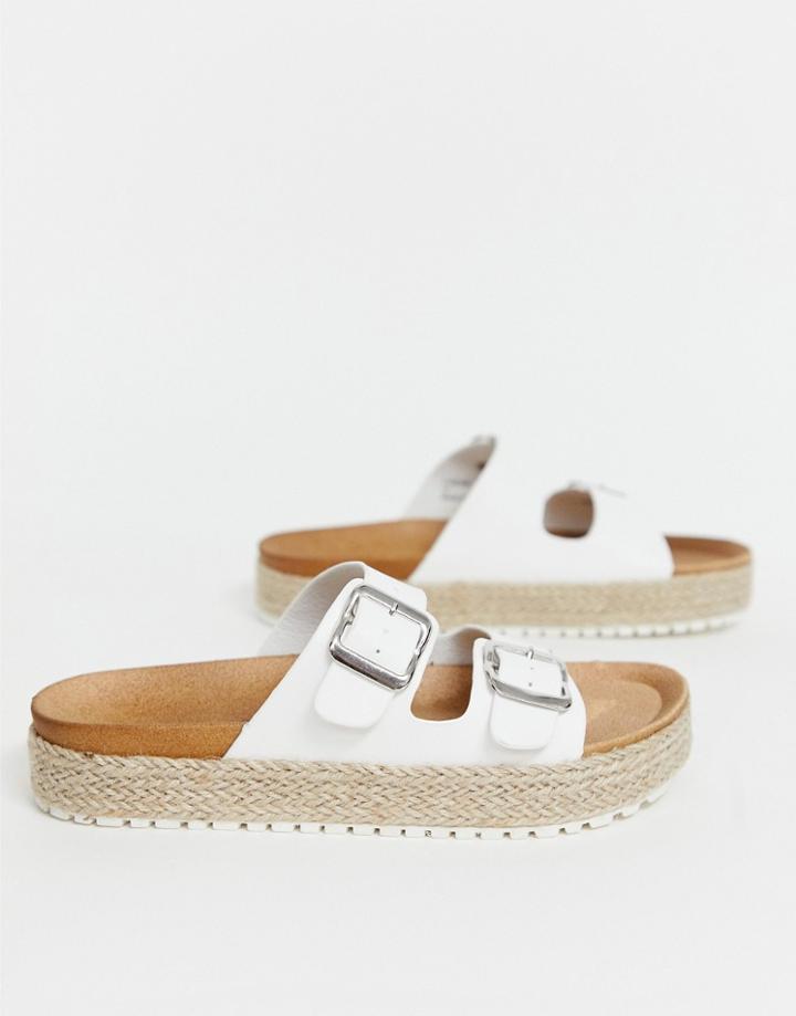 New Look Flatform Espadrille Flat Sandal In White - White