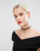Asos Faux Pearl Brownstone Choker Necklace - Brown
