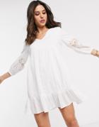 Accessorize Mini Beach Dress With Sleeve Detailing In White