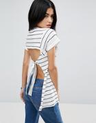 Asos T-shirt With Exposed Back In Stripe - Multi