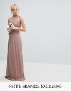 Tfnc Petite Wedding High Neck Pleated Maxi Dress - Pink