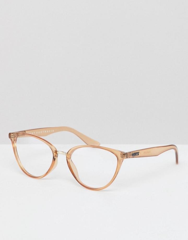 Quay Australia Rumours Cat Eye Clear Lens Glasses In Pink - Pink