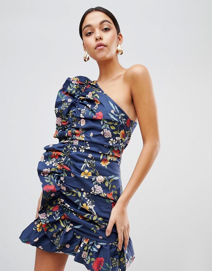 C/meo Collective One Shoudler Ruffle Dress - Multi
