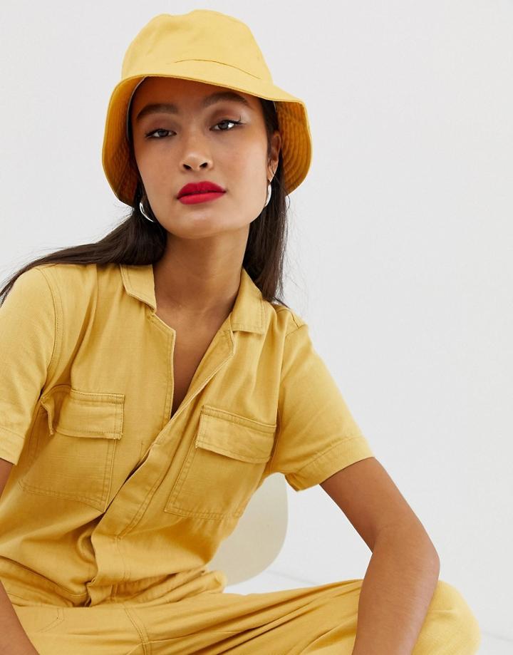 Asos Design Cotton Bucket Hat-yellow
