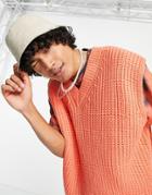 Asos Design Knit Sleeveless V-neck Sweater In Orange