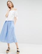 Warehouse Chambray Full Skirt - Blue