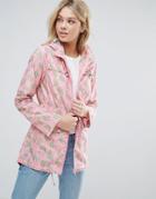 Brave Soul Cactus Print Festival Trench - Pink