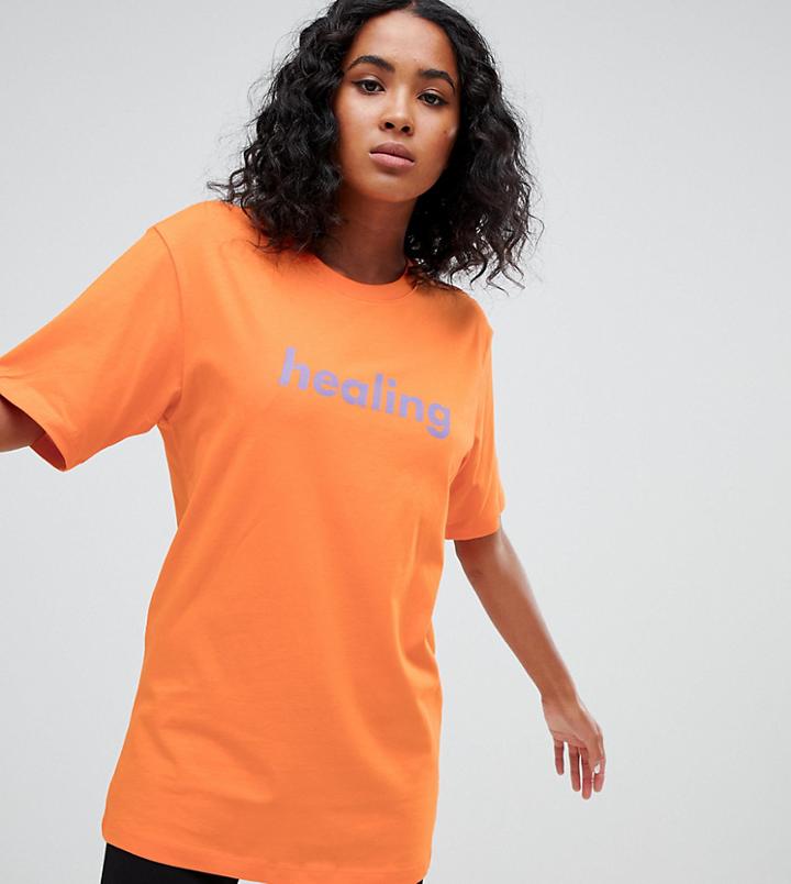 Weekday Organic Cotton Statement T-shirt In Orange - Orange
