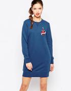 Love Moschino Embroidered Heart & Dagger Sweat Dress - Blue