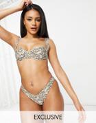 Fashion Union Exclusive Ruched Balconette Underwired Bikini Top In Floral Print-multi
