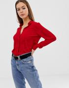 Asos Design Soft Long Sleeve Shirt - Red